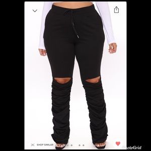 Stacked pants , worn once , stretchy and comfy